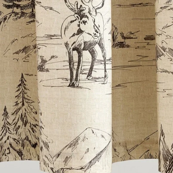 NWT Pottery Barn Rustic Forest Shower Curtain Woodland Cabin Mountain Deer Stag - Picture 5 of 5